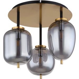 Globo Blacky Ceiling Light - 3 E14, Smoke Glass, Metal, 46cm Globo Blacky Ceiling Light - 3 E14, Smoke Glass, Metal, 46cm