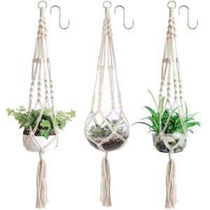 CYSLMUK - 3-Piece Net Hanging Plant Pot Set - 20 cm diameter - Hanging Plant Basket CYSLMUK - 3-Piece Net Hanging Plant Pot Set - 20 cm diameter - Hanging Plant Basket