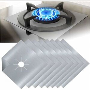 CYSLMUK - Gas Stove Protector - Silver Teflon - 8pcs - Gas Stove Protector CYSLMUK - Gas Stove Protector - Silver Teflon - 8pcs - Gas Stove Protector