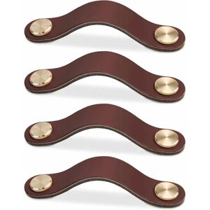 CYSLMUK - 4pc-96mm - Dark Brown - Leather cabinet handle CYSLMUK - 4pc-96mm - Dark Brown - Leather cabinet handle