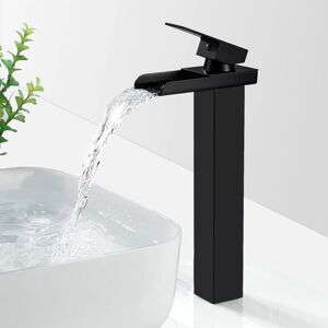 GOTRAYS - Miscelatore moderno per bagno a cascata nero - Black - Chrome - Bathroom faucet GOTRAYS - Miscelatore moderno per bagno a cascata nero - Black - Chrome - Bathroom faucet