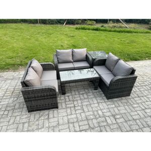 Fimous - Rattan Garden Set - 6-Sitzer - Dunkelgrau - Garten-Set Fimous - Rattan Garden Set - 6-Sitzer - Dunkelgrau - Garten-Set