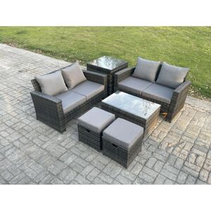 Fimous Dark Gray Garden Furniture Set with Rectangular Coffee Table - Garden Set Fimous Dark Gray Garden Furniture Set with Rectangular Coffee Table - Garden Set