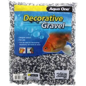 Aqua One Coloured Gravel Aquarium Fish Tank River Stones - White+Black, 2mm Aqua One Coloured Gravel Aquarium Fish Tank River Stones - White+Black, 2mm