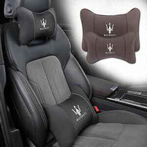 Maserati Car Headrest - Memory Foam Lumbar Cushion - Black Maserati Car Headrest - Memory Foam Lumbar Cushion - Black