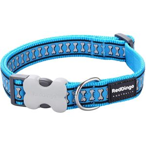 Red Dingo Bucklebone Dog Collar - Reflective Bones, Turquoise, 12mm Red Dingo Bucklebone Dog Collar - Reflective Bones, Turquoise, 12mm