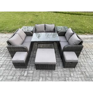 Fimous Outdoor Rattan-Set - Dunkelgrau - Rechteckig - Möbelset Fimous Outdoor Rattan-Set - Dunkelgrau - Rechteckig - Möbelset