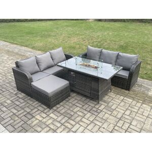 Fimous - Rattan Set - 7 Seater - Dark Grey - Garden Set Fimous - Rattan Set - 7 Seater - Dark Grey - Garden Set