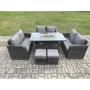 Fimous - 8 Seater - Rattan Garten Set - Gasfeuerstelle - Garten Möbel Set Fimous - 8 Seater - Rattan Garten Set - Gasfeuerstelle - Garten Möbel Set