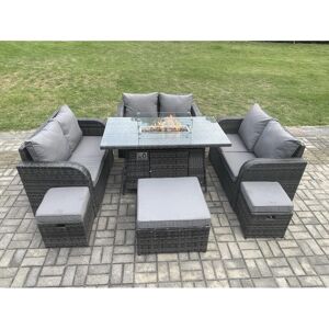 Fimous - 9-Sitzer - Gasfeuer-Tisch - Outdoor Esstisch-Set Fimous - 9-Sitzer - Gasfeuer-Tisch - Outdoor Esstisch-Set