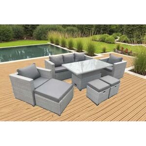 Fimous Garden Rattan Set - Adjustable Dining Table & 7 Pieces Fimous Garden Rattan Set - Adjustable Dining Table & 7 Pieces