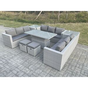 Fimous 8-Piece Outdoor Rattan Set - Light Grey - Rotin PE Fimous 8-Piece Outdoor Rattan Set - Light Grey - Rotin PE