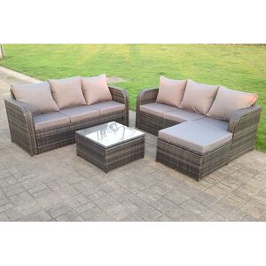 Fimous High Back Rattan Garden Furniture Sets Gas Fire Pit Dining Table Left Corner Sofa Big Footstools 7 Seater - Garden Furniture Set Fimous High Back Rattan Garden Furniture Sets Gas Fire Pit Dining Table Left Corner Sofa Big Footstools 7 Seater - Garden Furniture Set