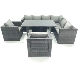Fimous Outdoor Lounge Rattan Corner Sofa Set - Garden Furniture - Dark Grey Fimous Outdoor Lounge Rattan Corner Sofa Set - Garden Furniture - Dark Grey