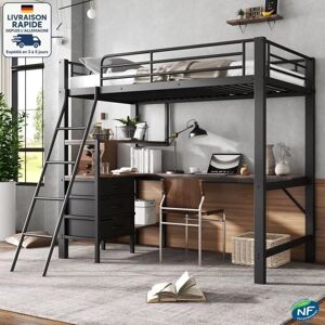 Cama litera MODFU con escritorio y almacenamiento - Metal, 90x200cm Cama litera MODFU con escritorio y almacenamiento - Metal, 90x200cm