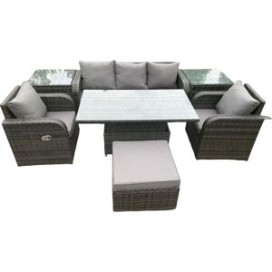 Fimous Wicker PE Rattan Garden Furniture Set - Adjustable Height Dining Table & Armchairs Fimous Wicker PE Rattan Garden Furniture Set - Adjustable Height Dining Table & Armchairs