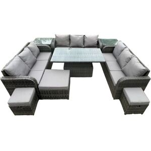 Fimous 12-Sitzer Gartentisch-Set - Höhenverstellbare Rattanmöbel Fimous 12-Sitzer Gartentisch-Set - Höhenverstellbare Rattanmöbel