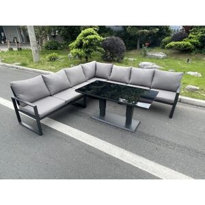 Fimous Outdoor Garden Furniture Corner Sofa Set - 7 Seater Dark Grey Fimous Outdoor Garden Furniture Corner Sofa Set - 7 Seater Dark Grey