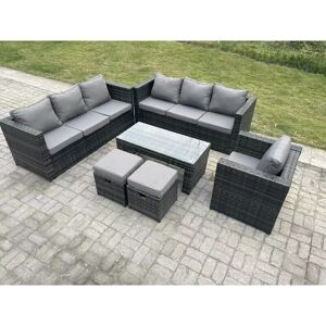 Fimous Outdoor Rattan Gartengestell Lounge Sofa Set - Dunkelgrau Fimous Outdoor Rattan Gartengestell Lounge Sofa Set - Dunkelgrau