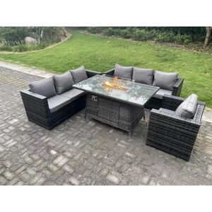 Fimous Dunkelgraues 7-Sitzer Rattan Gartenset - Outdoor Fimous Dunkelgraues 7-Sitzer Rattan Gartenset - Outdoor