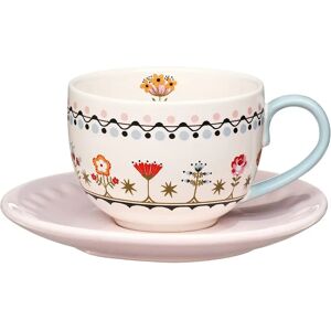 Cath Kidston Painted Table Teacup & Saucer Set - Floral, Blue, Pink, 230ml Cath Kidston Painted Table Teacup & Saucer Set - Floral, Blue, Pink, 230ml