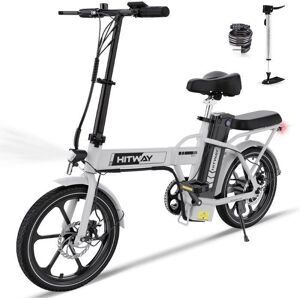 Vélo électrique HITWAY 10,4 Ah 36V - Pliable, Autonomie 35-90 km, Blanc - Publicité Vélo électrique HITWAY 10,4 Ah 36V - Pliable, Autonomie 35-90 km, Blanc - Publicité