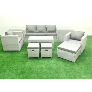 Fimous - Rattan Garden Set 8S - Light Grey - Garden furniture set Fimous - Rattan Garden Set 8S - Light Grey - Garden furniture set