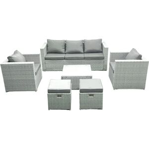 Fimous - 7 Seater Rattan Garden Furniture Set - 3 Seater Sofa - Square Coffee Table - Garden furniture set Fimous - 7 Seater Rattan Garden Furniture Set - 3 Seater Sofa - Square Coffee Table - Garden furniture set