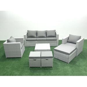 Fimous - Rattan Garden Furniture Sofa Set - Light Grey - Garden furniture set Fimous - Rattan Garden Furniture Sofa Set - Light Grey - Garden furniture set