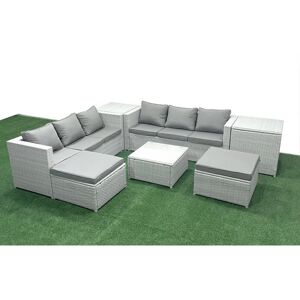 Fimous Rattan Garden Sofa Set 8-Seater Grey Outdoor Set Fimous Rattan Garden Sofa Set 8-Seater Grey Outdoor Set