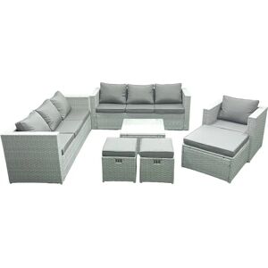 Fimous - Wicker PE Rattan Sofa - Light Grey Fimous - Wicker PE Rattan Sofa - Light Grey