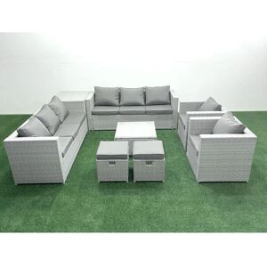 Fimous - Rattan Sofa Set - Light Grey - 2 Armchairs - Outdoor Furniture Fimous - Rattan Sofa Set - Light Grey - 2 Armchairs - Outdoor Furniture