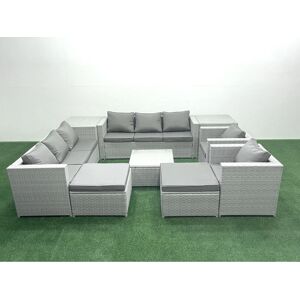 Fimous Outdoor Rattan Sofa Set - Light Grey - Sofa + Armchairs Fimous Outdoor Rattan Sofa Set - Light Grey - Sofa + Armchairs