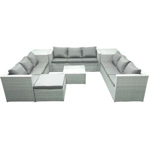 Fimous - Rattan Garden Set - 10S - Light Grey - Garden Set Fimous - Rattan Garden Set - 10S - Light Grey - Garden Set
