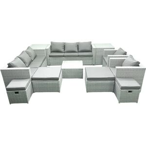 Fimous - Garden 12-Seater Rattan Sofa Set - Light grey - Rattan - Garden furniture set Fimous - Garden 12-Seater Rattan Sofa Set - Light grey - Rattan - Garden furniture set