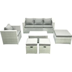 Fimous - Rattan Garden Set - Light Grey - Garden Furniture Set Fimous - Rattan Garden Set - Light Grey - Garden Furniture Set