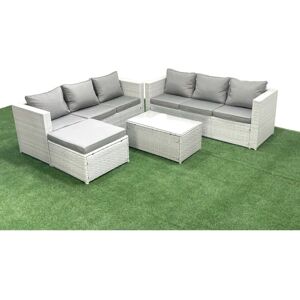 Fimous - Garden PE Rattan 7-Seater - Light Grey - Outdoor furniture set Fimous - Garden PE Rattan 7-Seater - Light Grey - Outdoor furniture set