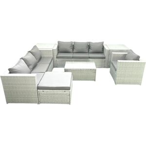 Fimous - Wicker PE Rattan Sofa Set - Light Grey - Outdoor - Set Fimous - Wicker PE Rattan Sofa Set - Light Grey - Outdoor - Set