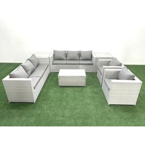 Fimous - Outdoor Rattan Sofa Garden Set - 2 Armchairs - Oblong Coffee Table - Garden Set Fimous - Outdoor Rattan Sofa Garden Set - 2 Armchairs - Oblong Coffee Table - Garden Set