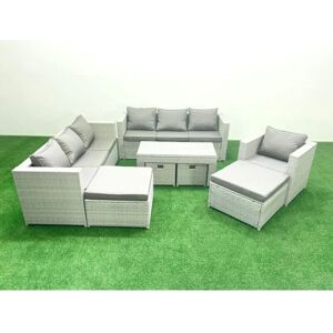 Fimous Outdoor Rattan Garden Set - Grey Cushions - 11 Seat - Garden Furniture Set Fimous Outdoor Rattan Garden Set - Grey Cushions - 11 Seat - Garden Furniture Set