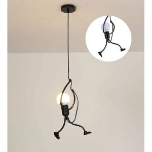 Sort jern hængelampe - Kreativt tegneserie design - Moderne loftslampe - Børneværelse, soveværelse, stue Sort jern hængelampe - Kreativt tegneserie design - Moderne loftslampe - Børneværelse, soveværelse, stue