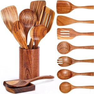 Generic - 9-Piece Teak Utensil Set - Teak Wood Generic - 9-Piece Teak Utensil Set - Teak Wood