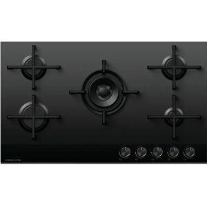 Fisher & Paykel CG905DNGGB4 90cm Gas Hob, Black Glass Fisher & Paykel CG905DNGGB4 90cm Gas Hob, Black Glass