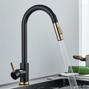 Csparkv Grifo de cocina 360° - negro - manguera 30 cm - dos modos - grifo Csparkv Grifo de cocina 360° - negro - manguera 30 cm - dos modos - grifo