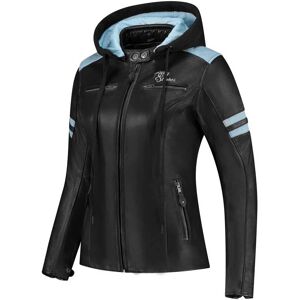 Rusty Stitches Joyce V2 Veste en cuir de moto pour dames - Noir Bleu - Publicité Rusty Stitches Joyce V2 Veste en cuir de moto pour dames - Noir Bleu - Publicité