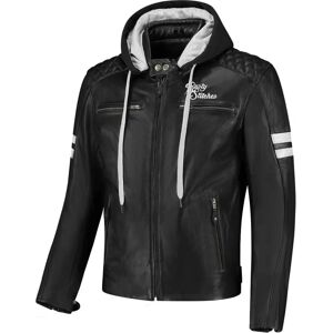 Veste en cuir Jari Hooded V2 Rusty Stitches - Noir Blanc - 7XL - Publicité Veste en cuir Jari Hooded V2 Rusty Stitches - Noir Blanc - 7XL - Publicité