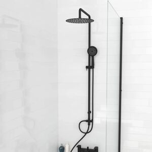 Nes Home Matte Black Modern Exposed Round Shower Kit - Shower Type Nes Home Matte Black Modern Exposed Round Shower Kit - Shower Type