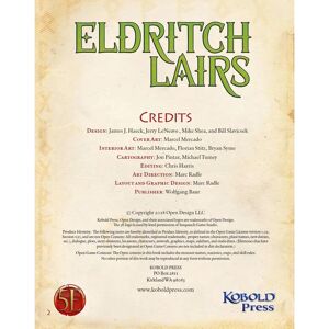 Kobold Press Eldritch Lairs Rule book - Role-playing game supplement for D&D 5th Edition Kobold Press Eldritch Lairs Rule book - Role-playing game supplement for D&D 5th Edition