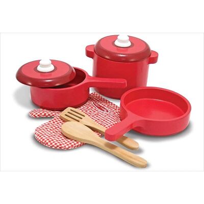 Melissa & Doug Ensemble d'accessoires de cuisine en bois - Casseroles et poêles - Publicité Melissa & Doug Ensemble d'accessoires de cuisine en bois - Casseroles et poêles - Publicité