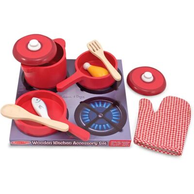 Melissa & Doug Ensemble d'accessoires de cuisine en bois - Casseroles et poêles Melissa & Doug Ensemble d'accessoires de cuisine en bois - Casseroles et poêles